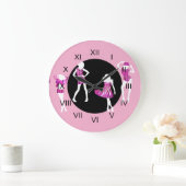 Girls Mode-Modelle mädchenhaft pink Große Wanduhr (Zuhause)