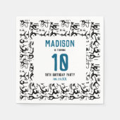 Girls Modern Black Gymnastics Kids 10th Birthday Serviette (Vorderseite)