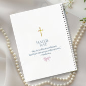 Girls Modern Pink Bow Taufen Gästebuch Notizblock