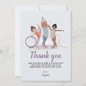 Girls Moderner Lila Gymnastik Kindergeburtstag Dankeskarte (Vorderseite)