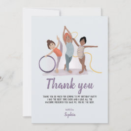 Girls Moderner Lila Gymnastik Kindergeburtstag Dankeskarte