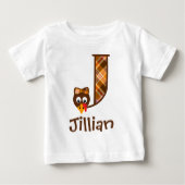 Girls Monogram Turkey Top Erntedank Letter J (Vorderseite)