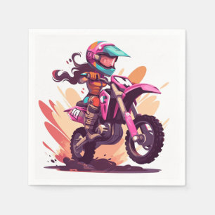Girls Motocross Party Napkin Serviette