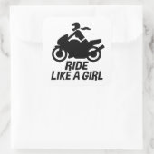 Girls-Motorrad Quadratischer Aufkleber (Tasche)