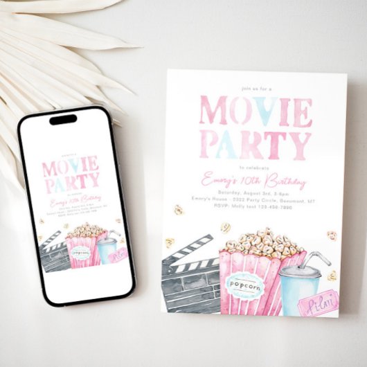 Girl's Movie Party Einladung