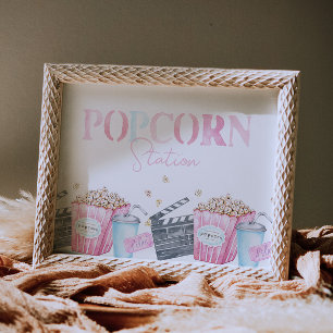 Girl's Movie Party Popcorn Sign Poster