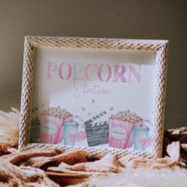 Girl's Movie Party Popcorn Sign Poster