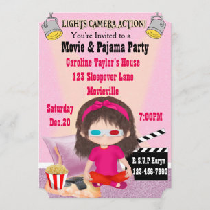 Girls Movie und Pajama Party Invites Einladung