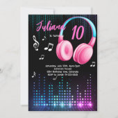 Girls Musical Glow Geburtstag Einladung (Vorderseite)