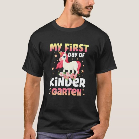 Girls My First Day Of Kindergarten Unicorn 1st Day T-Shirt (Vorderseite)