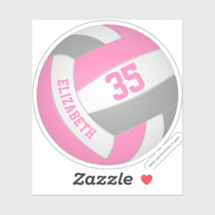 girls name jersey number pink gray volleyball aufkleber