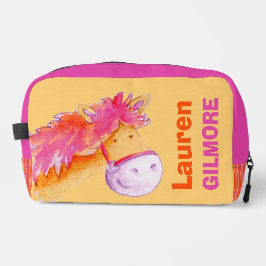 Girls nennen niedlich Pony Aquarellorange Waschbeutel (Vorderseite)
