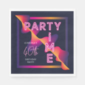 Girls Neon Party Time Birthday Party Serviette (Vorderseite)