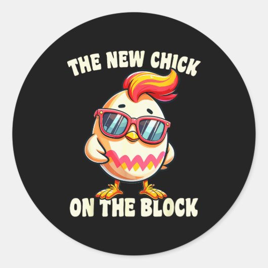 Girls New Chick On The Block Egg Hunting Easter Wo Runder Aufkleber (Vorderseite)