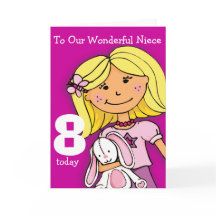 Girls Niece 8. Geburtstagskarte Mädchen lila