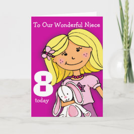 Girls Niece 8. Geburtstagskarte Mädchen lila Karte