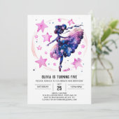 Girl's Niedlich Ballerina Geburtstag Einladung (Stehend Vorderseite)