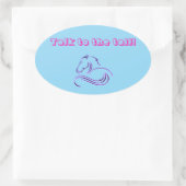 Girls Niedlich Blue Talk zum Schwanz Pferd / Pony Ovaler Aufkleber (Tasche)