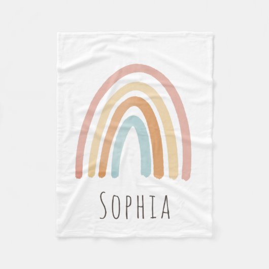 Girls Niedlich Boho Wasserfarbe Rainbow Kinder Fleecedecke (Vorderseite)