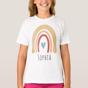 Girls Niedlich Boho Wasserfarbe Regenbogen und Her T-Shirt