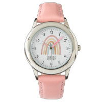 Girls Niedlich Boho Wasserfarbe Regenbogen und Nam