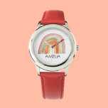 Girls Niedlich Boho Wasserfarbe Regenbogen und Nam Armbanduhr<br><div class="desc">Eine Personalisierte Uhr, die für Ihre Kleinen entworfen wurde. Die bezaubernde Kids Boho Rainbow Watercolor Watch. Diese Uhr erfasst die Launen und Magie der Kindheit mit ihrem lebendigen boho Regenbogen Aquarell-Design. Das Uhrenrad besticht durch einen faszinierenden, wasserfarbenen Regenbogen, der mit spielerischen Sternen und Wolken geschmückt ist und ein traumhaftes und...</div>