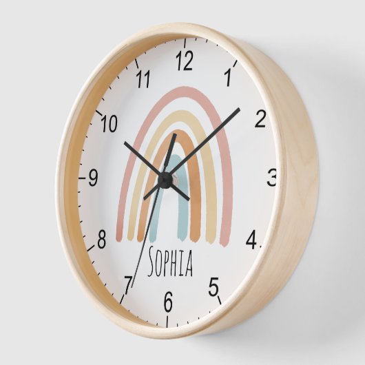 Girls Niedlich Boho Wasserfarbe Regenbogen und Nam Uhr (Winkel)