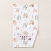 Girls Niedlich Boho Wasserfarben Rainbows und Blum Badhandtuch Set (Handtuch)