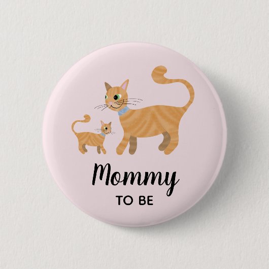 Girls Niedlich Cat Cartoon Mommy to Be Baby Shower Button (Vorderseite)