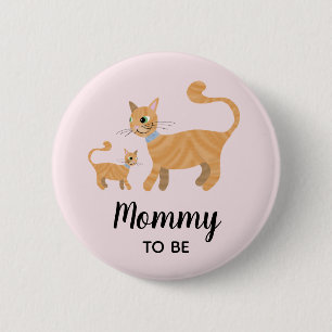 Girls Niedlich Cat Cartoon Mommy to Be Baby Shower Button