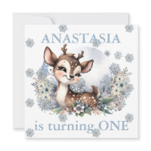 Girls Niedlich Deer Forest Winter Thema Birthday B