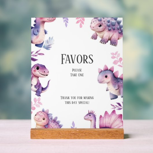 Girls Niedlich Dinosaur Thema Geburtstag Lieblings Acrylschild (Neutral)