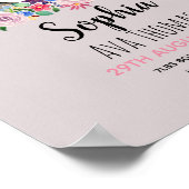 Girls Niedlich Floral Panda Birth Stats Baby Kinde Poster (Ecke)