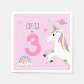 Girls Niedlich Girly Pink Unicorn Kinder 3. Geburt Serviette (Vorderseite)