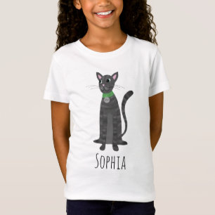 Girls Niedlich Gray Tabby Kitty Cat & Name Kids T-Shirt