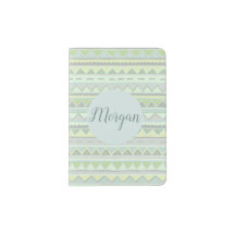 Girls Niedlich Green Tribal Zigzag Muster mit Name