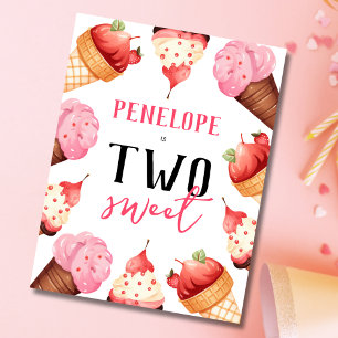 Girls Niedlich Ice Cream 2. Geburtstag Party Einladungspostkarte