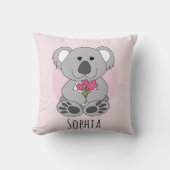 Girls Niedlich Koala Bear Cartoon & Blume Name Kin Kissen (Vorderseite)