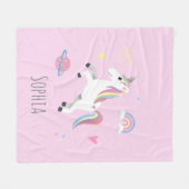 Girls Niedlich Magical Pink Unicorn Kinder Fleecedecke (Vorderseite (Horizontal))