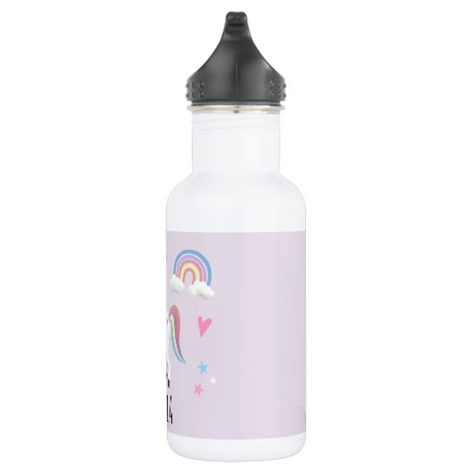 Girls Niedlich Magical Unicorn, Rainbow & Stars Ki Edelstahlflasche (Rechts)