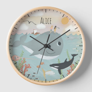 Girls Niedlich Ocean Whale Illustration Kinder Kin Uhr