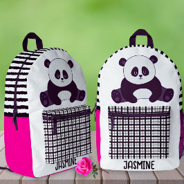 Girls Niedlich Panda School Pink Individuelle Name Bedruckter Rucksack