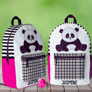 Girls Niedlich Panda School Pink Individuelle Name Bedruckter Rucksack