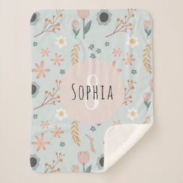 Girls Niedlich Pastel Floral Print Botanical Kids Sherpadecke
