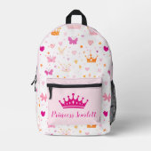 Girls Niedlich Personalisiert Princess Crown Backp Bedruckter Rucksack (Vorderseite)