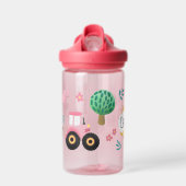 Girls Niedlich Pink Farm Tractor Kinderschule Trinkflasche (Vorne)