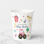 Girls Niedlich Pink Farm Traktor Babydusche Pappbecher (Rückseite)