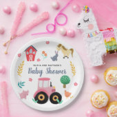 Girls Niedlich Pink Farm Traktor Babydusche Pappteller (Party)
