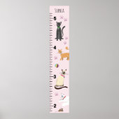 Girls Niedlich Pink Kitty Cat Cartoon Growth Chart Poster (Vorne)