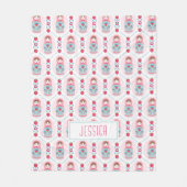 Girls Niedlich Pink Matryoshka Muster Fleecedecke (Vorderseite)